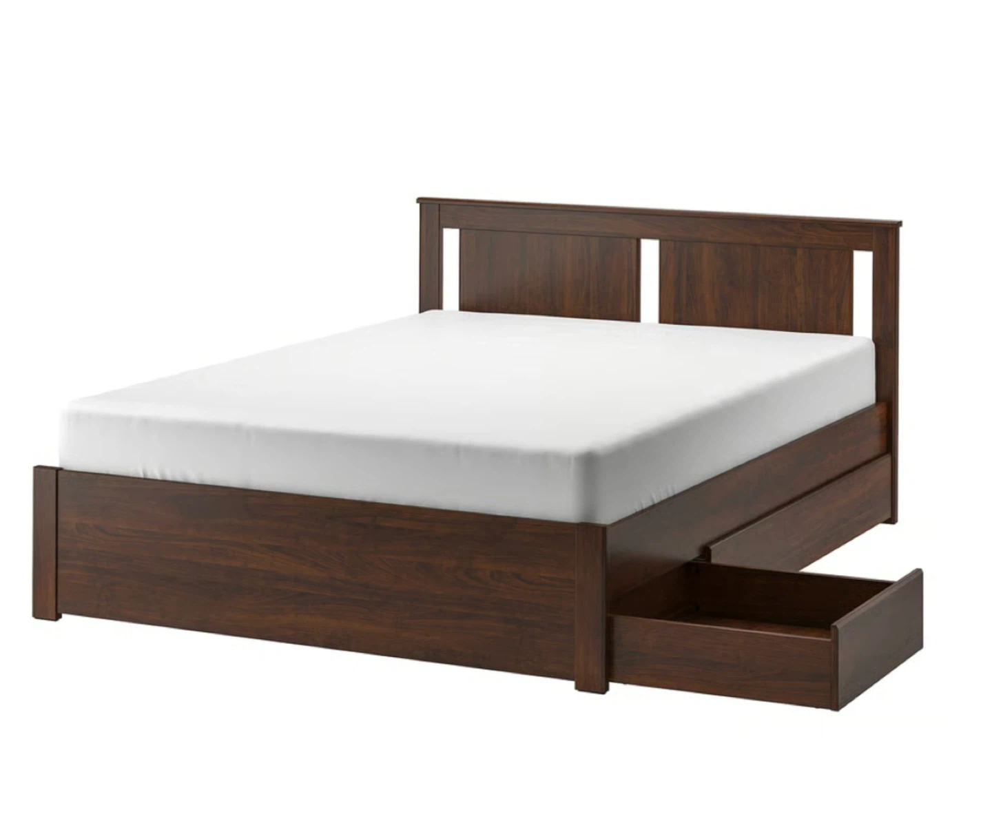 IKEA Queen bed frame with 2 storage boxes