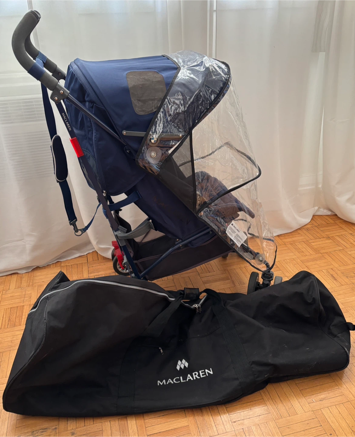 Maclaren BMW Stroller with Rain Cover and Travel Bag