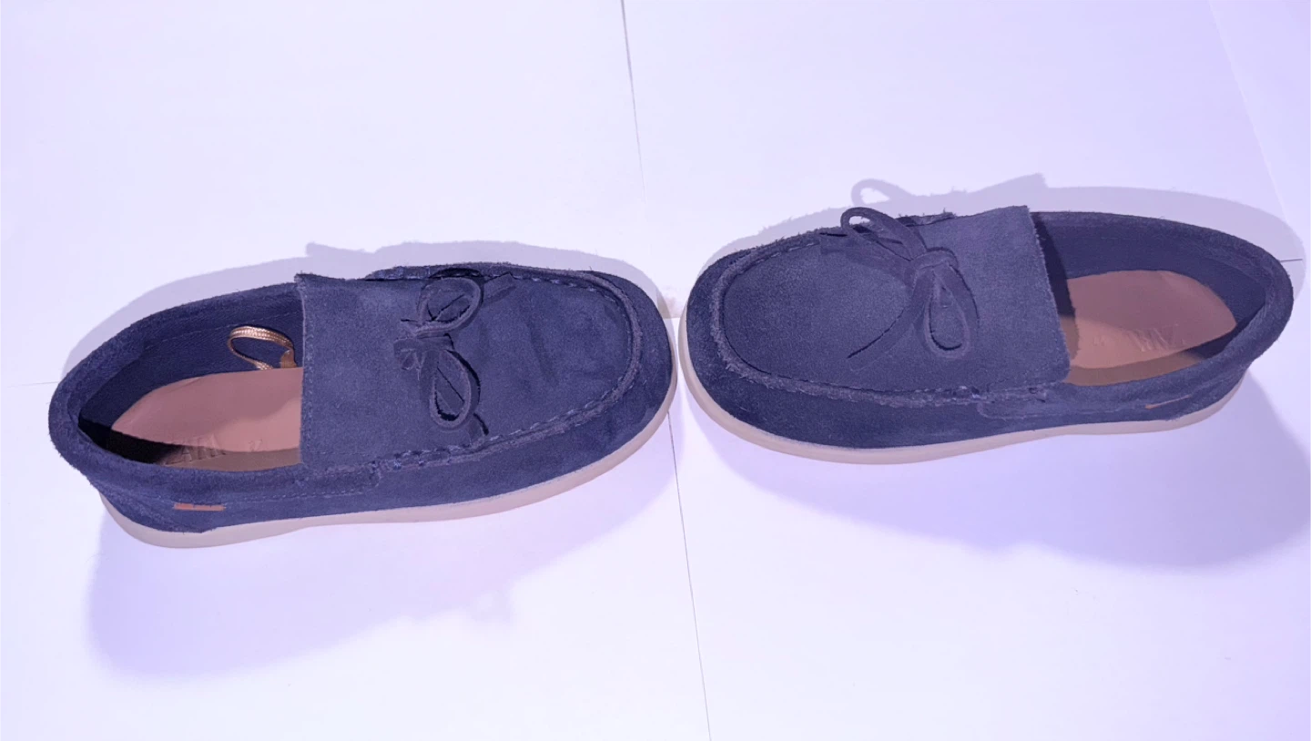 Zara Navy Suede Slip-On Loafers - photo 3