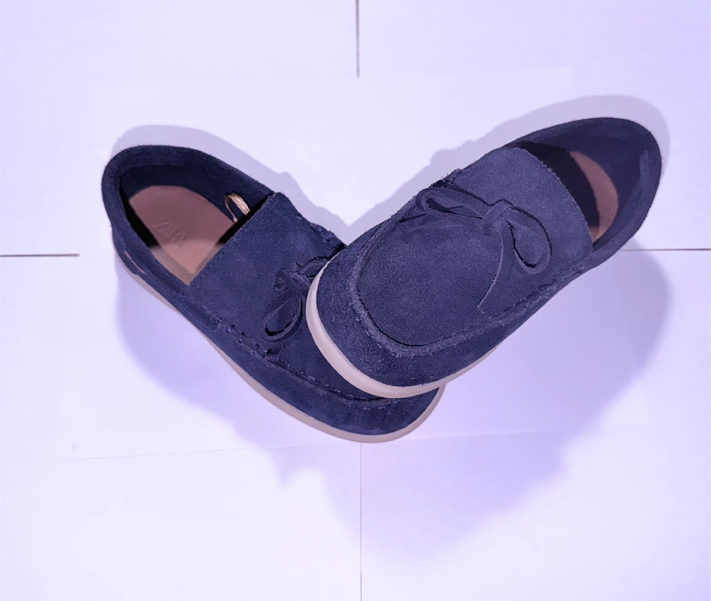 Zara Navy Suede Slip-On Loafers - photo 2