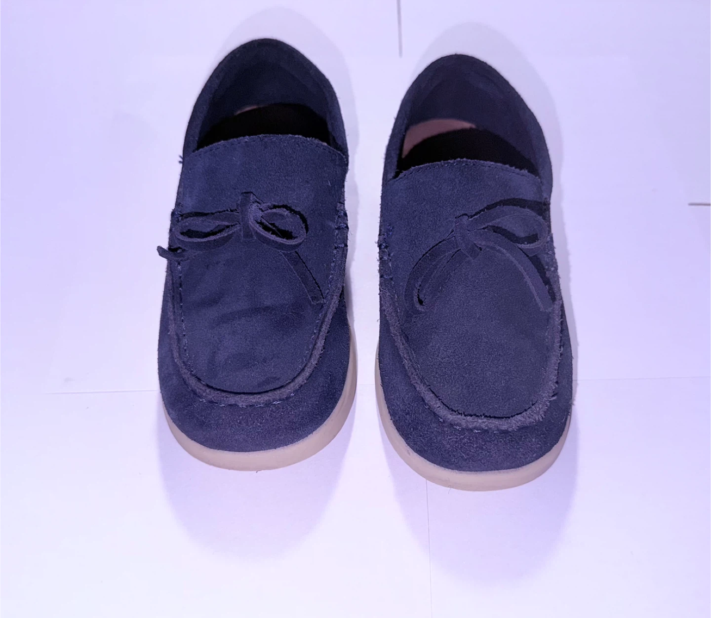 Zara Navy Suede Slip-On Loafers