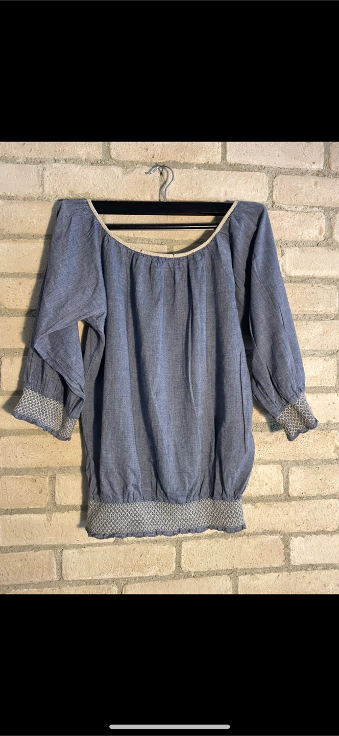Zara Basic Blue Embroidered Top Size M - photo 4