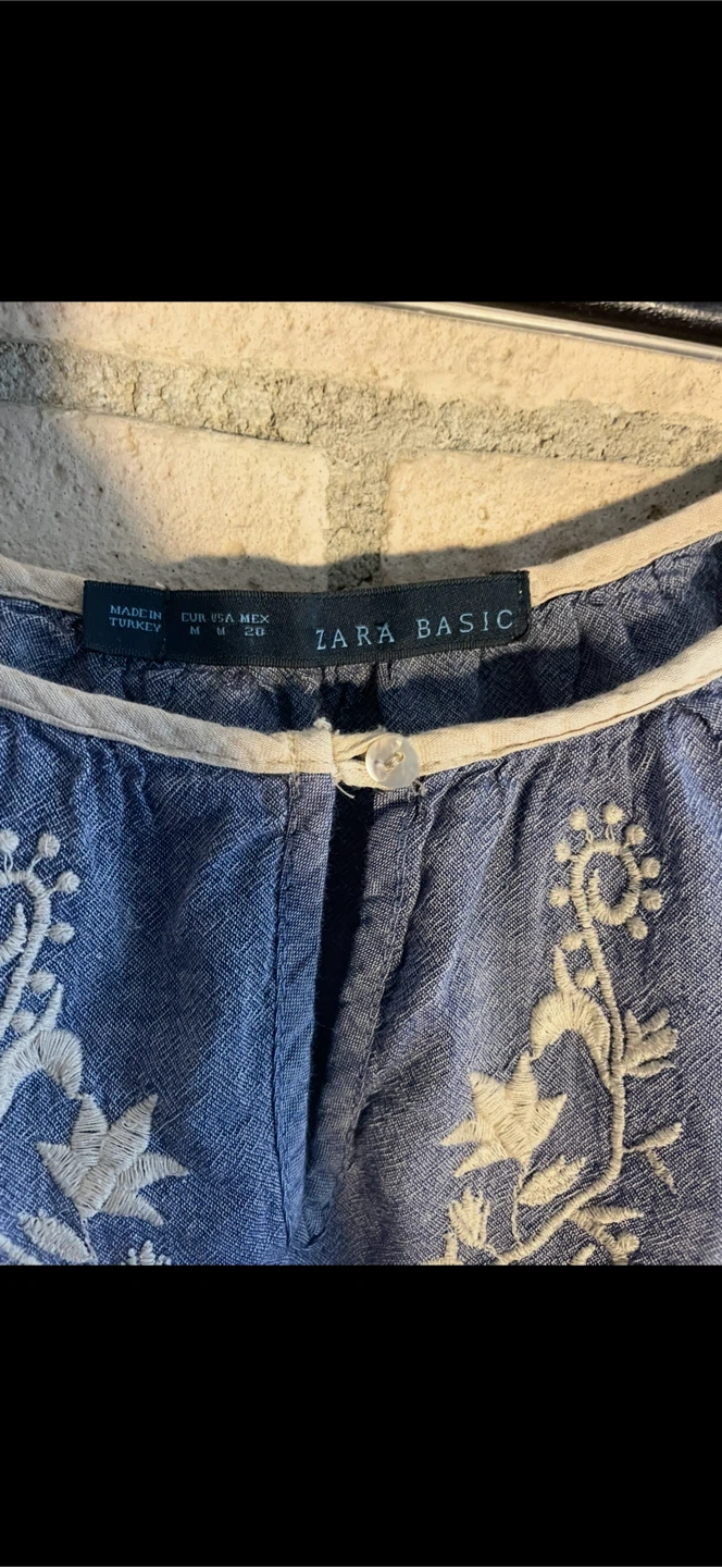 Zara Basic Blue Embroidered Top Size M - photo 5