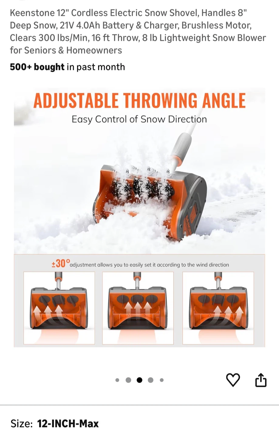 12" Cordless Electric Snow Shovel - photo 5
