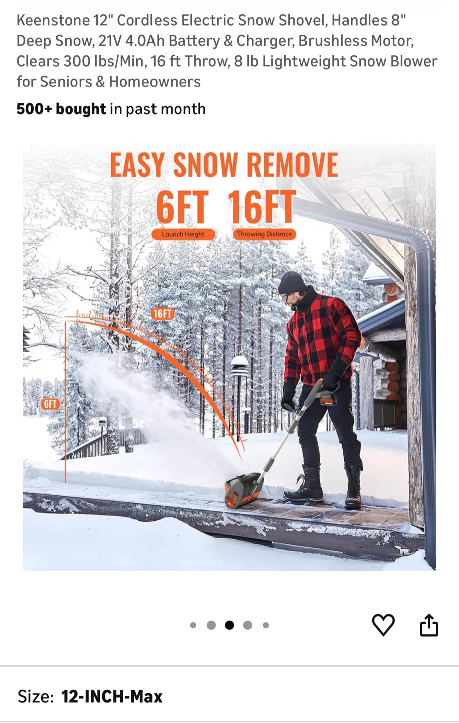 12" Cordless Electric Snow Shovel - photo 4