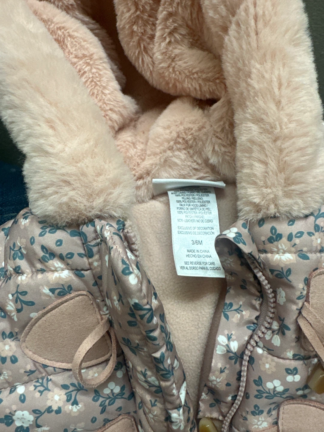 Baby Girl Floral Puffer Snowsuit 3/6M - photo 3