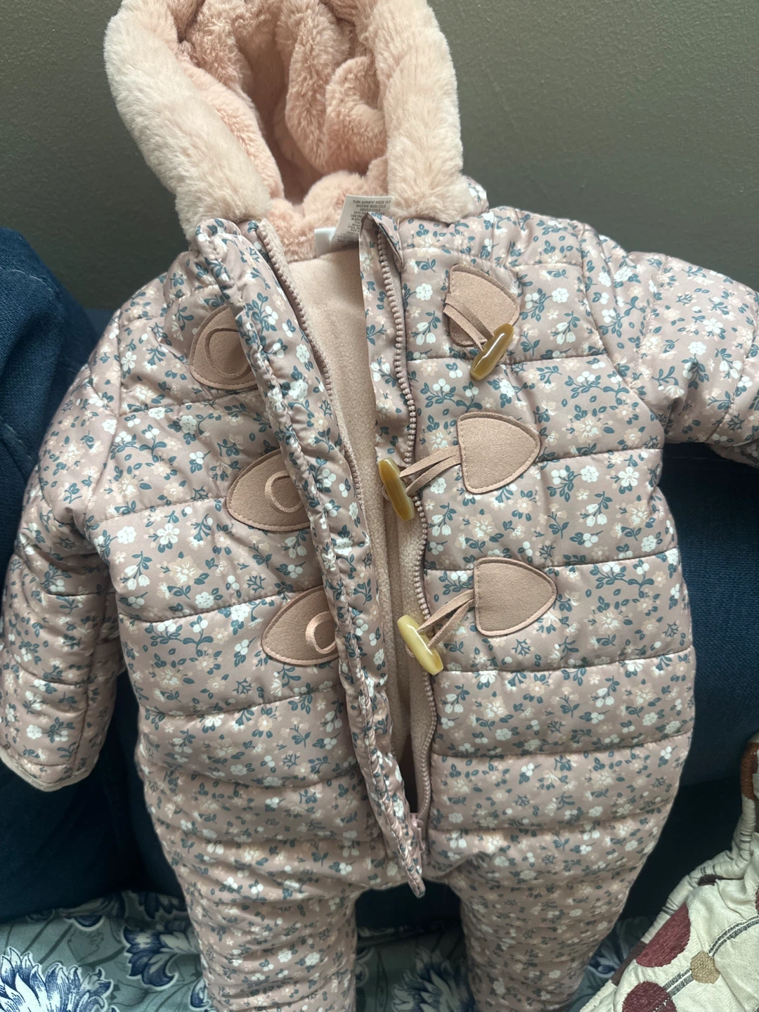 Baby Girl Floral Puffer Snowsuit 3/6M