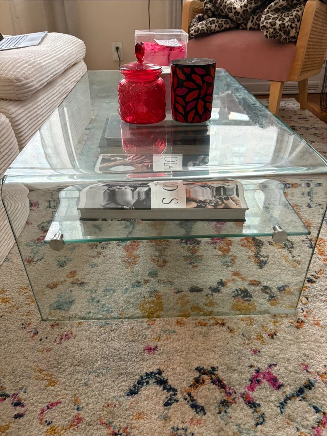 Clear Glass Coffee Table with Shelf - photo 3
