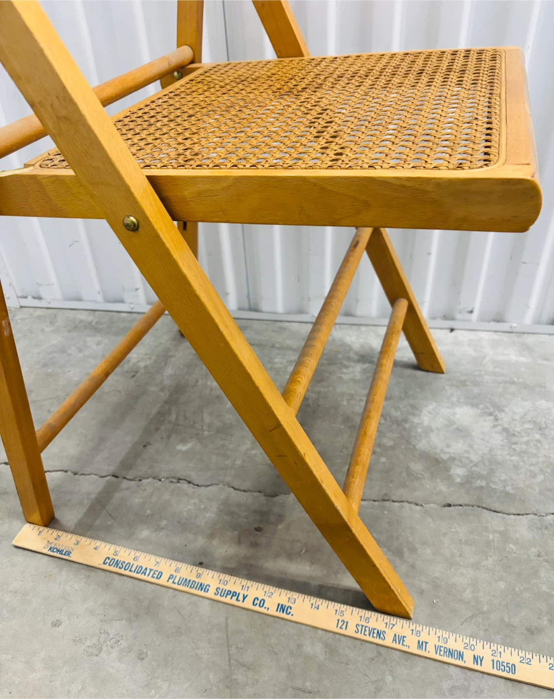 Wooden Folding Chair with Cane Seat - photo 5