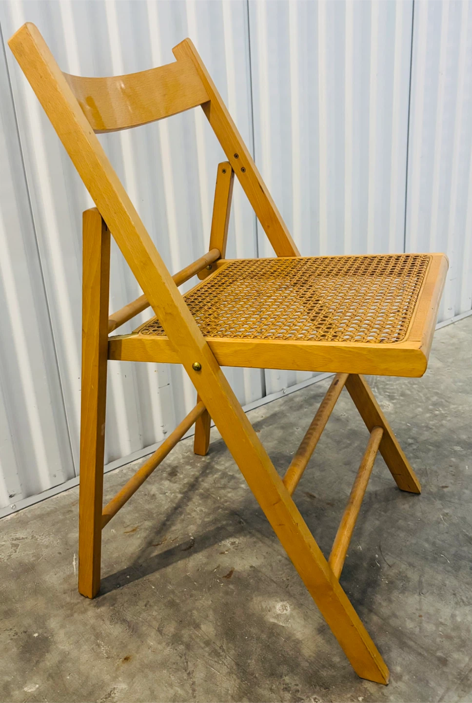 Wooden Folding Chair with Cane Seat