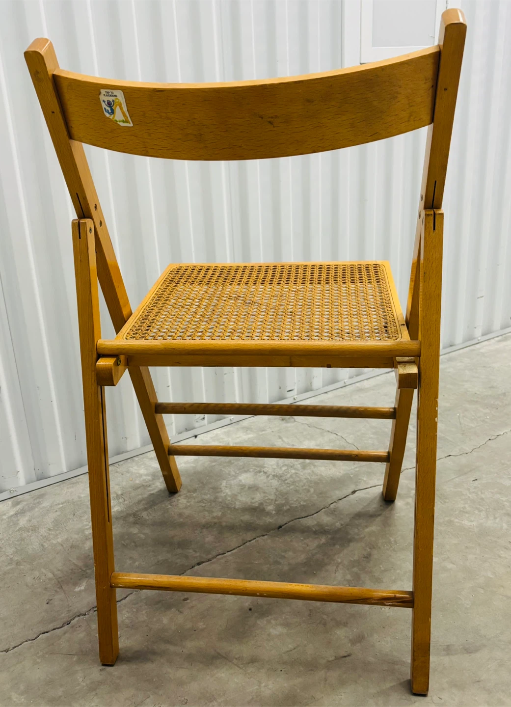 Wooden Folding Chair with Cane Seat - photo 3
