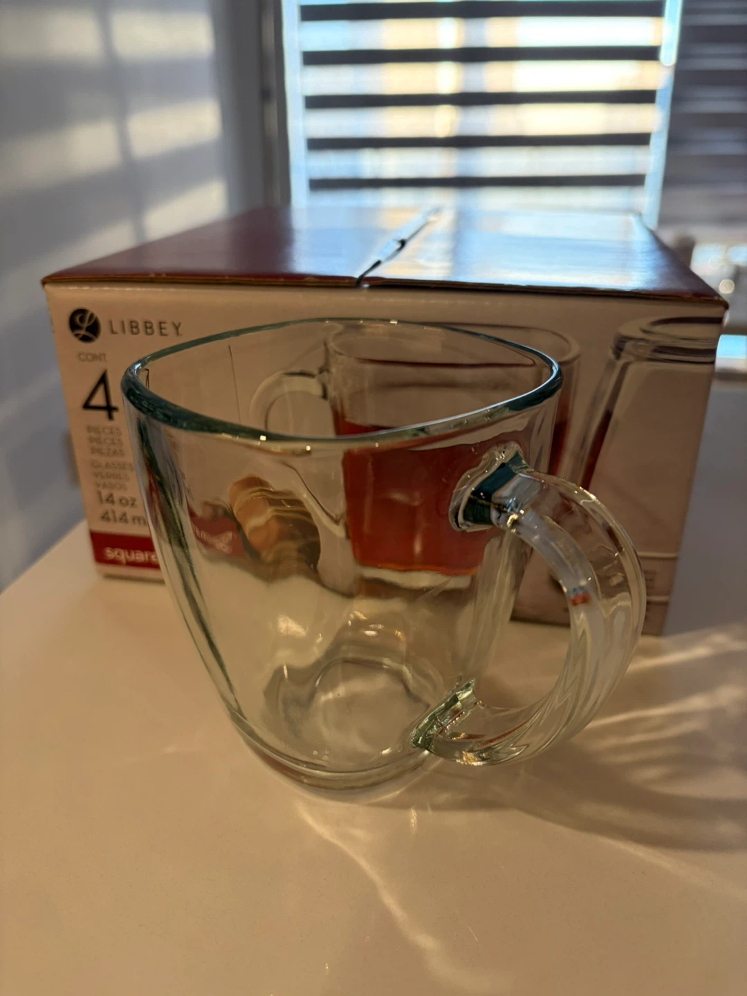 Libbey Square Glass Mugs (Set of 4)- New