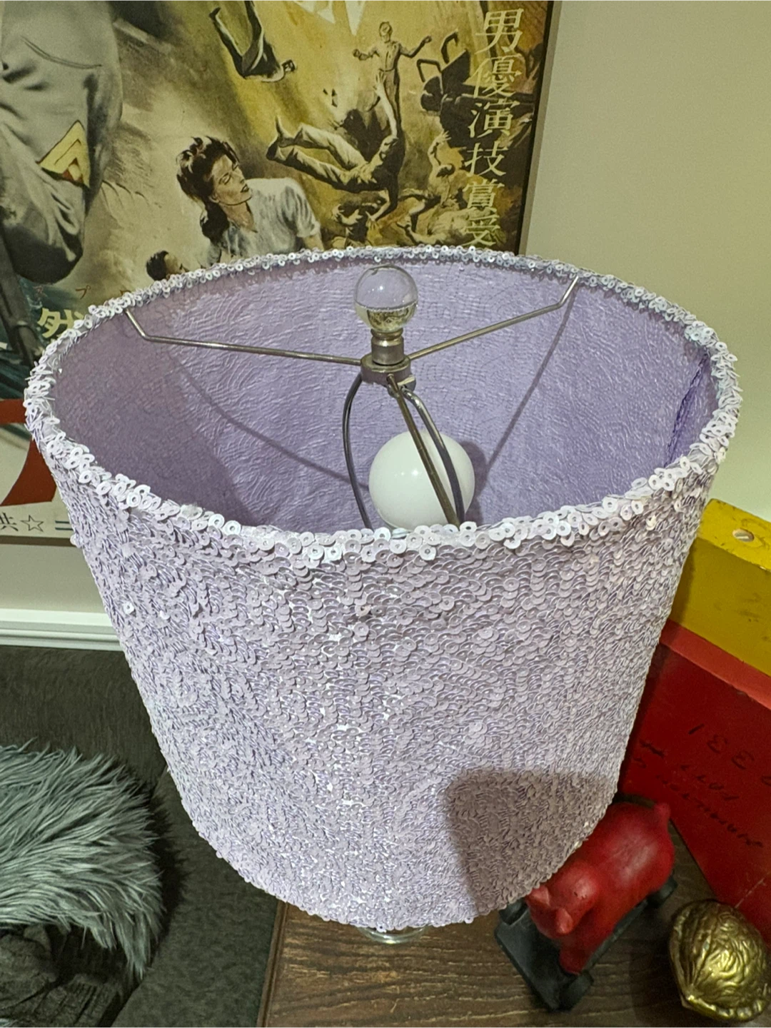 Lavender Sequin Lamp with Clear Crystal Base - photo 3