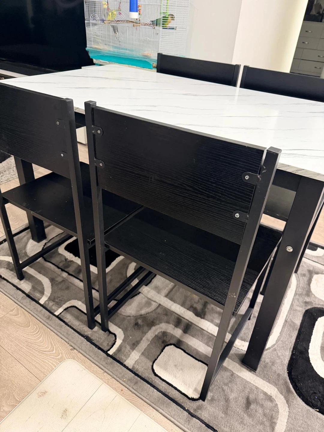 Marble Top Dining Set with 4 Black Chairs - photo 4