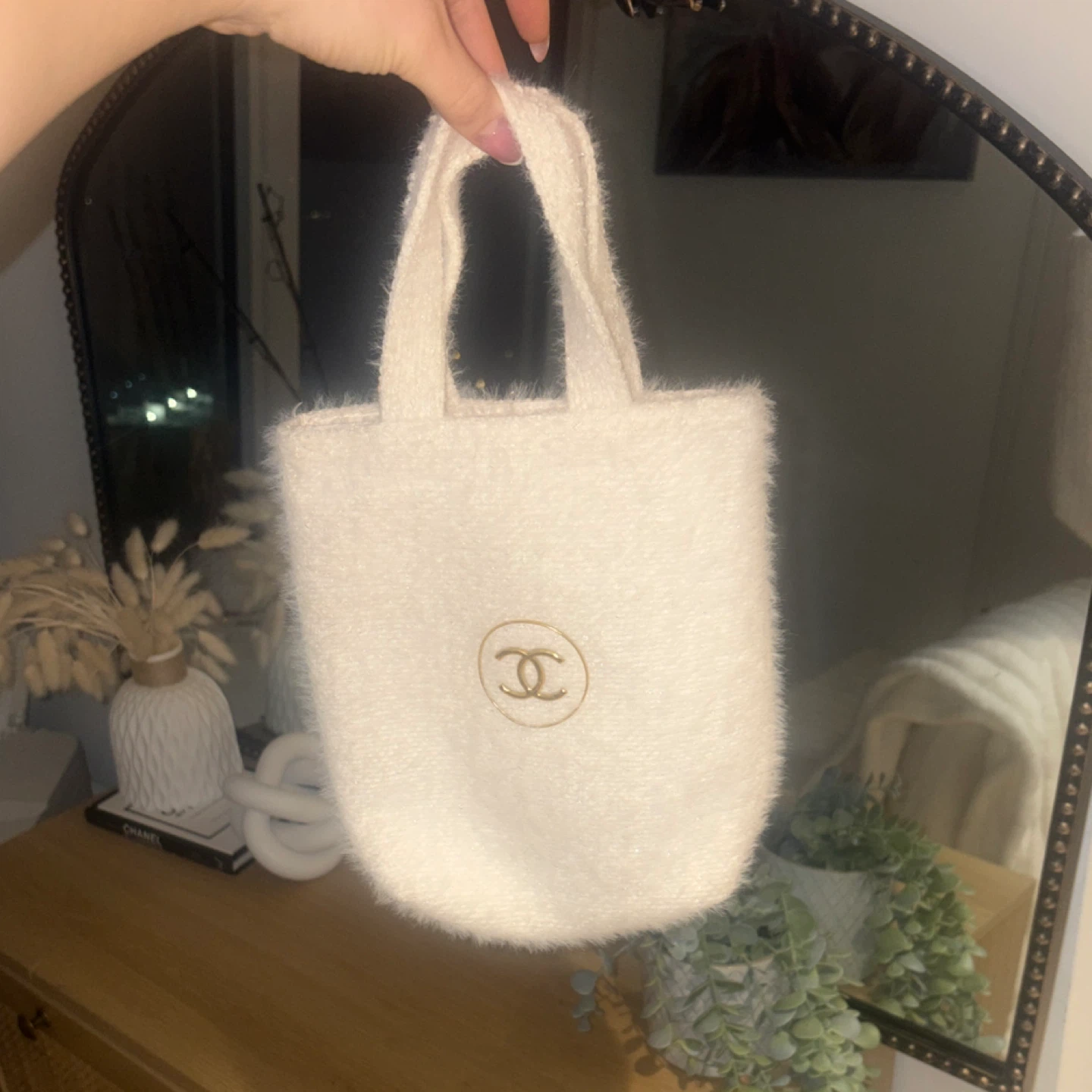 Chanel VIP beauty White Fuzzy Tote Bag