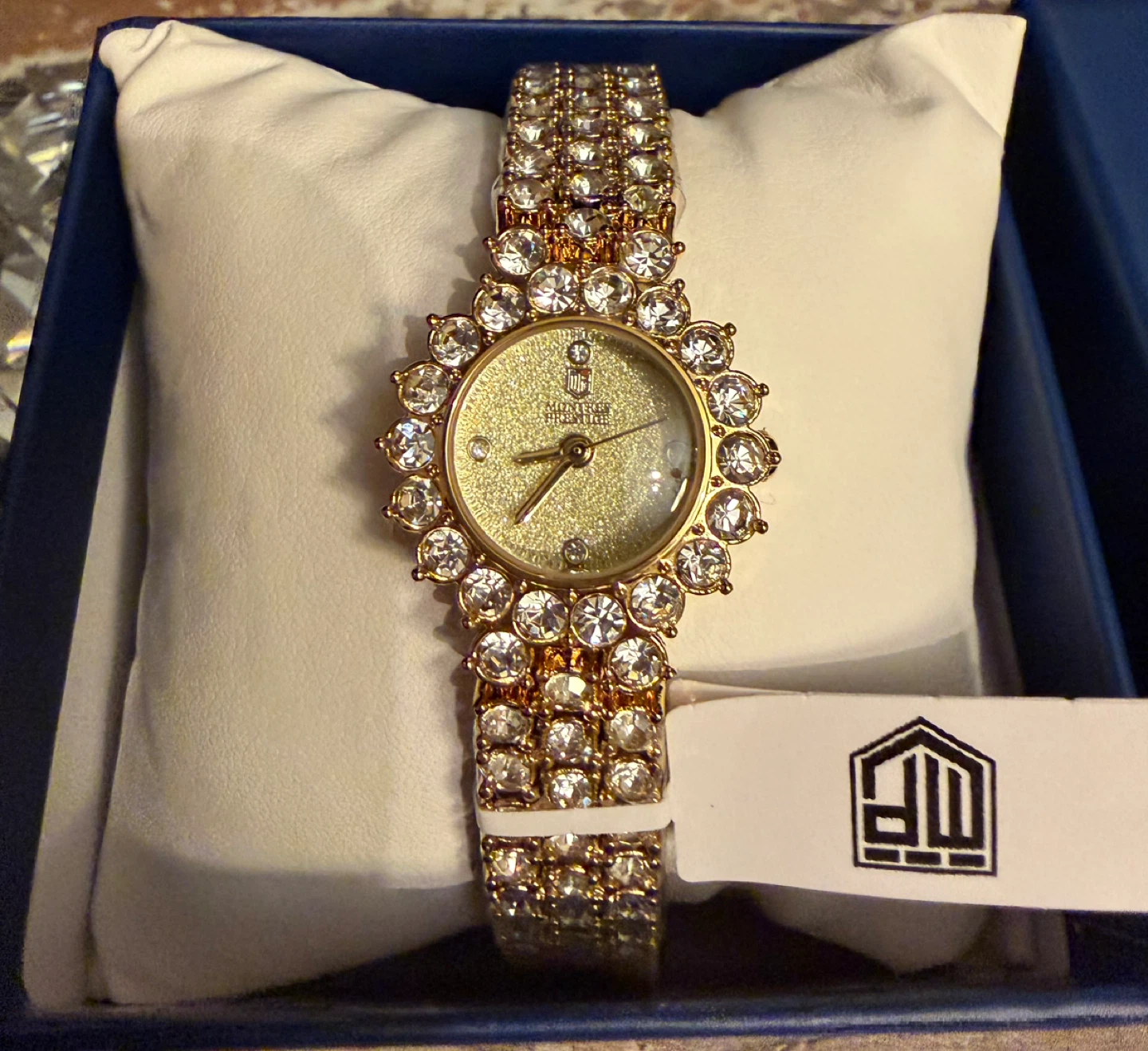 Montres Prestige Women's Gold Tone Crystal Watch