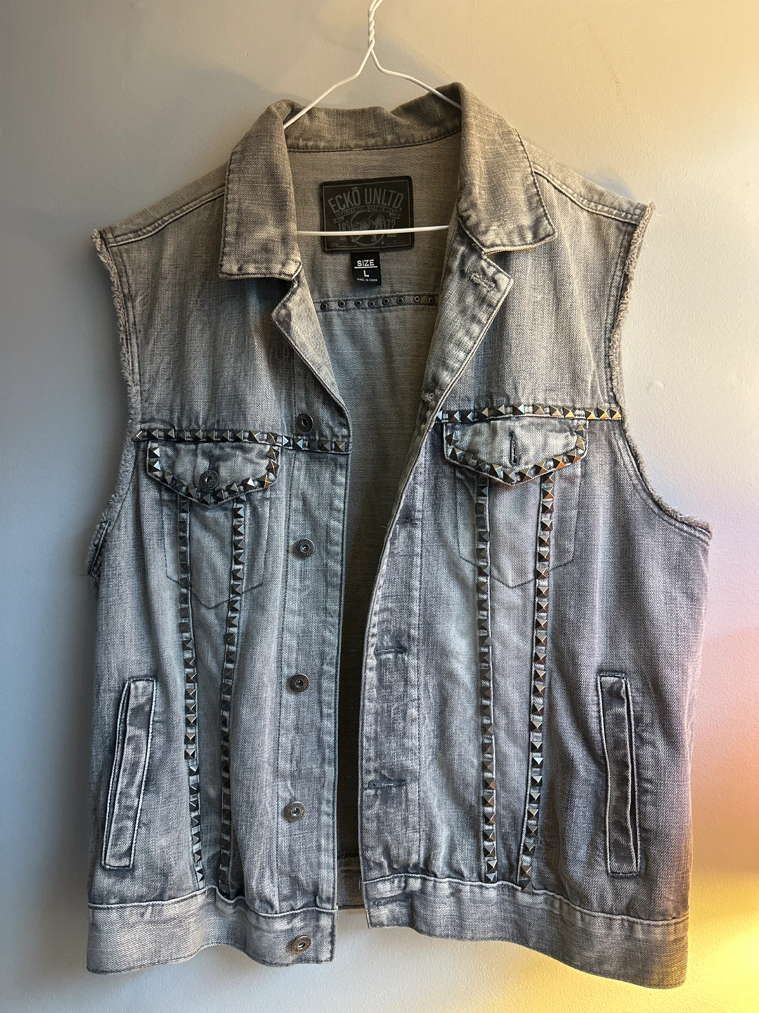 Ecko Unlimited Studded Denim Vest Size L