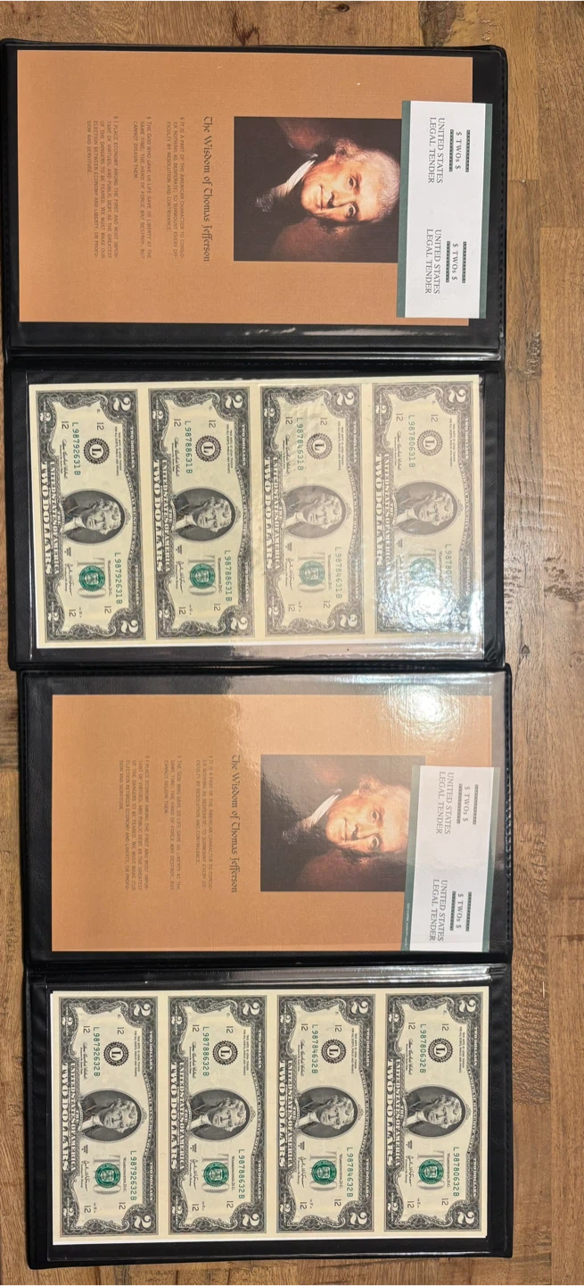 2 Sets – Uncut Sheet of $2 U.S. Bills (World Reserve Portfolio)