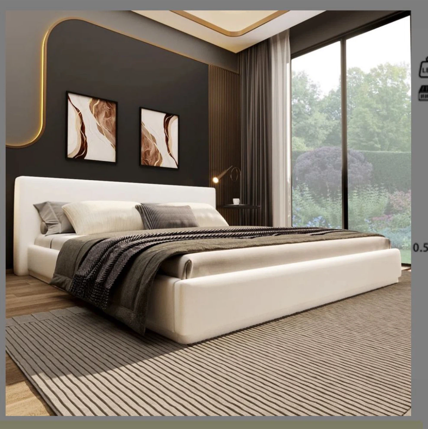 Queen Size White Platform Bed Frame
