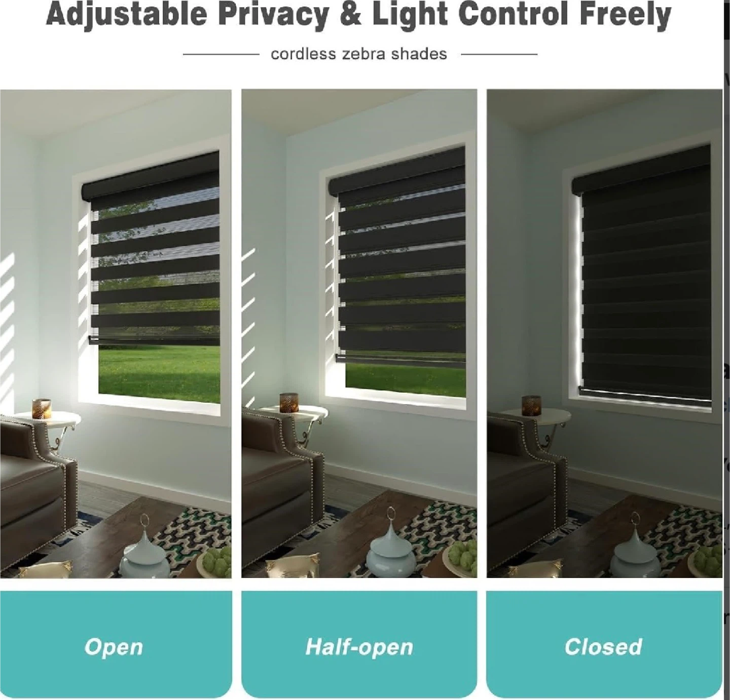 New in Box 2pcs Changshade Cordless Zebra Blinds - photo 3