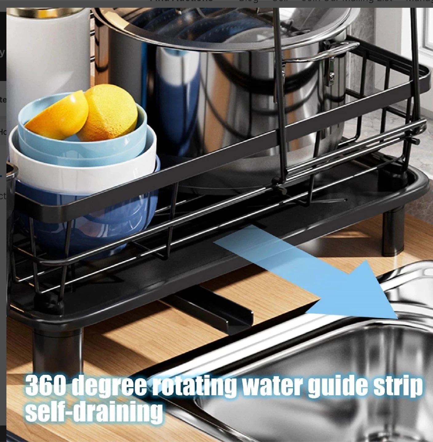 Black 2-Tier Dish Rack with Utensil Holder - photo 4