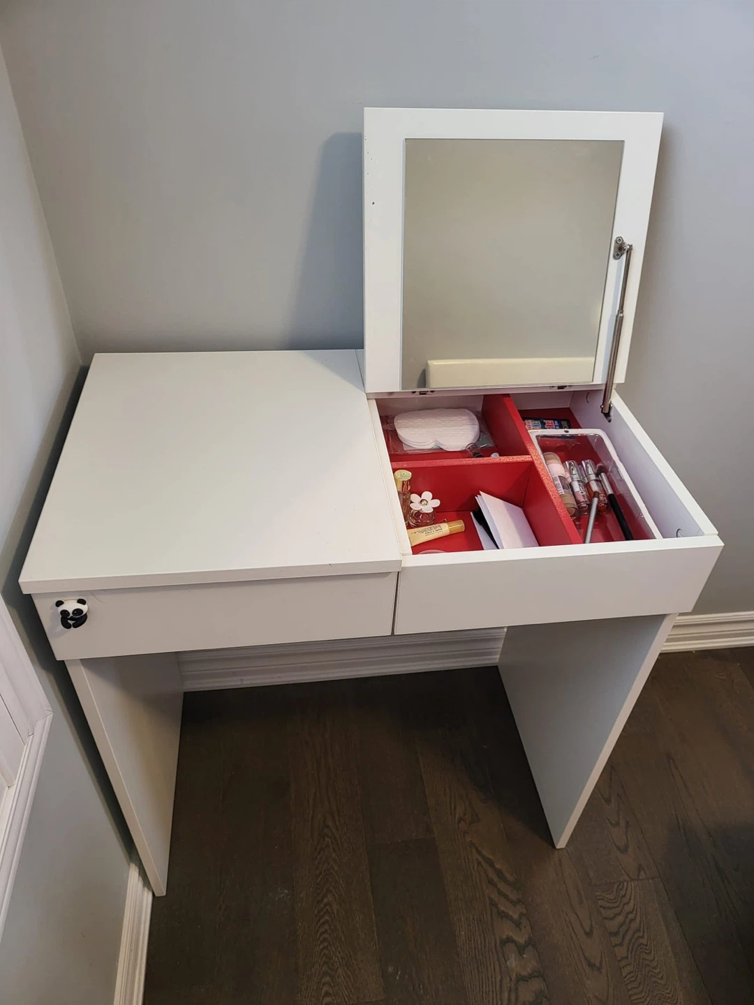 IKEA White Vanity Desk with Mirror and Storage - photo 3