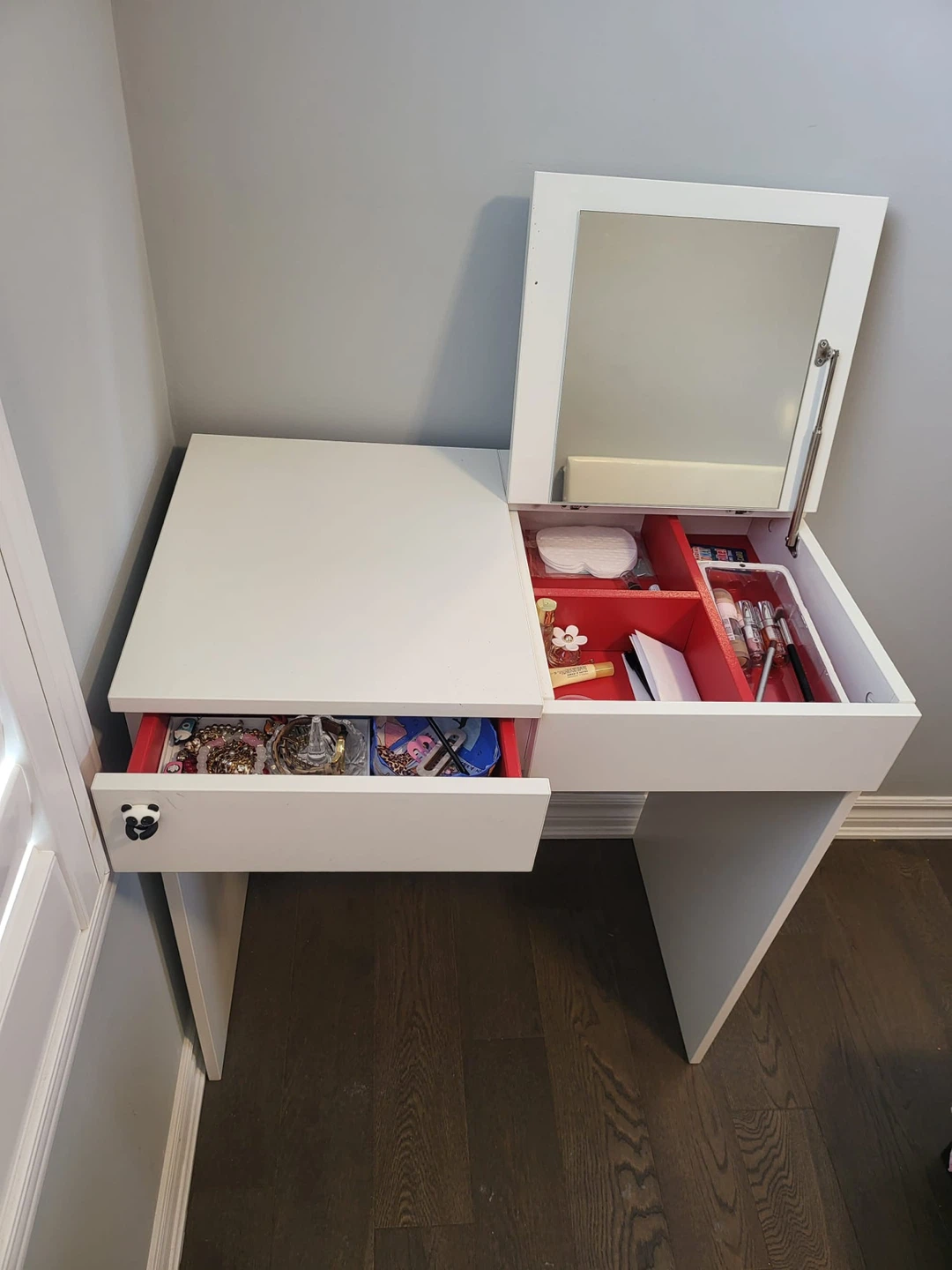 IKEA White Vanity Desk with Mirror and Storage - photo 2