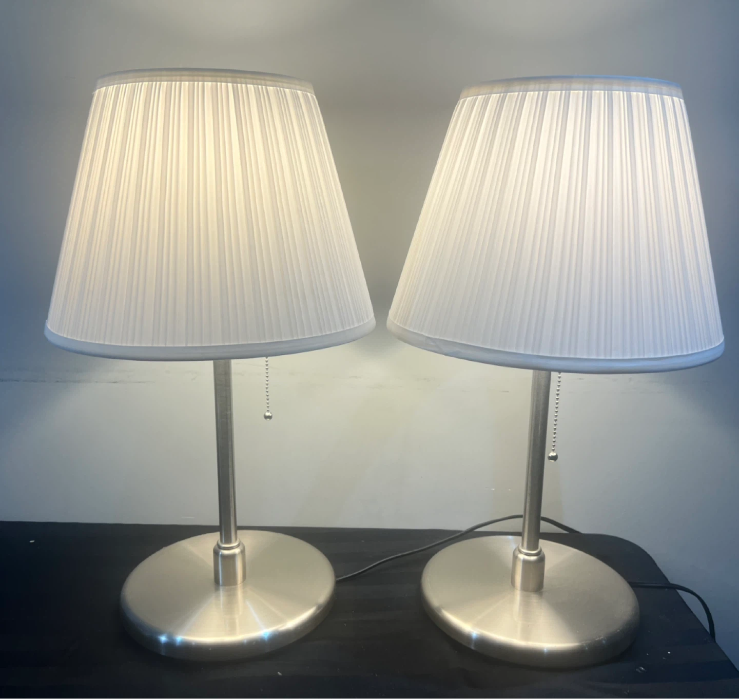 Pair of White Pleated Shade Table Lamps - photo 3