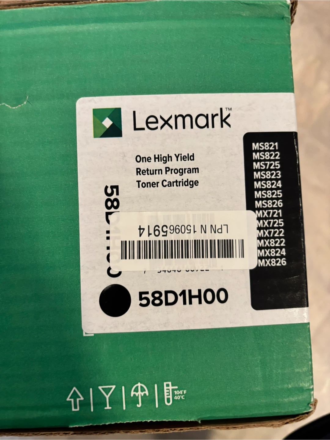 Lexmark 58D1H00 One High Yield Toner Cartridge
