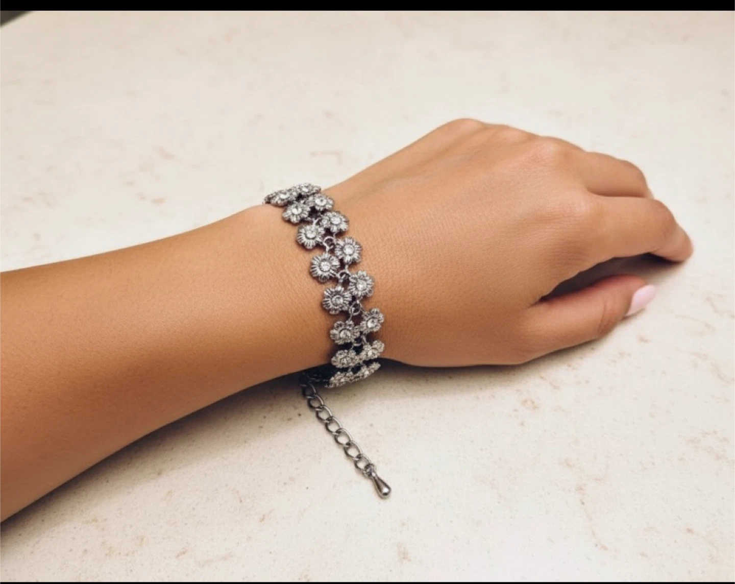Silver Flower Crystal Charm Bracelet - photo 4