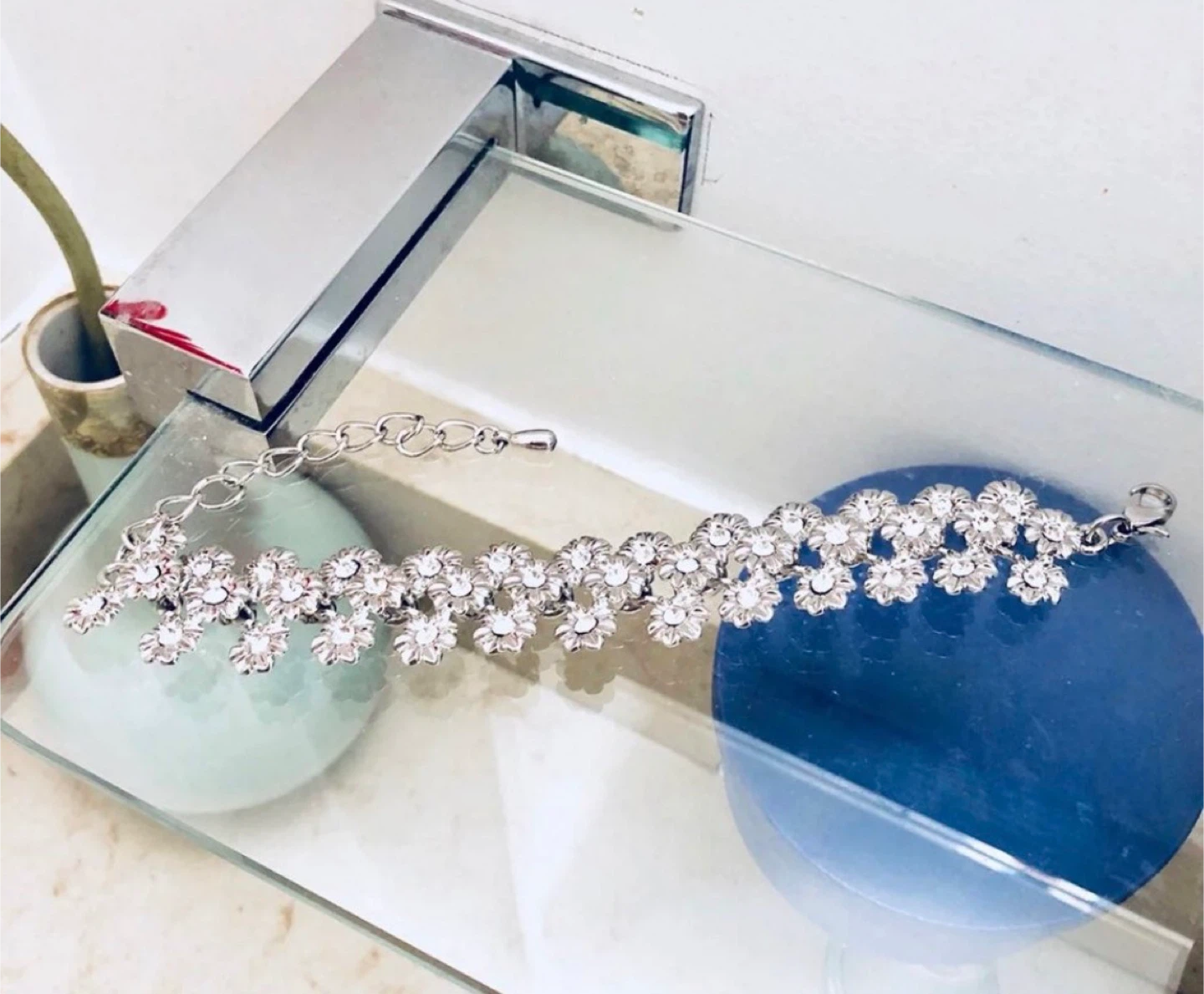 Silver Flower Crystal Charm Bracelet - photo 2