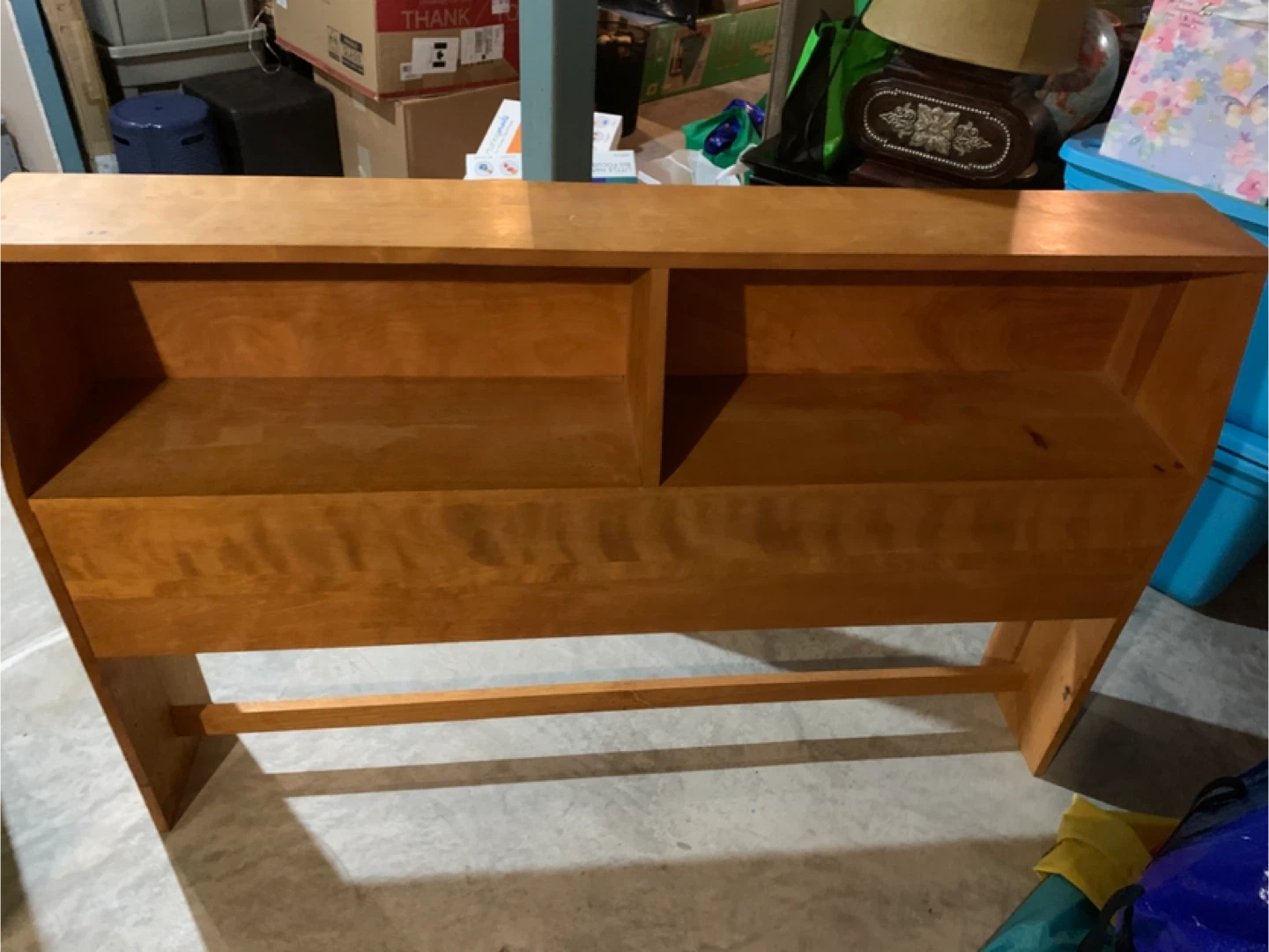 Wooden Headboard with Shelves
