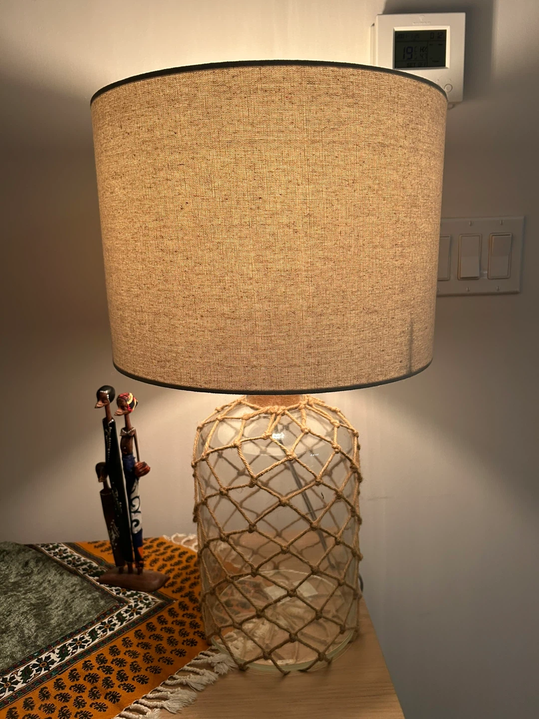 MUST GO! Glass Bottle Table Lamp with Jute Netting