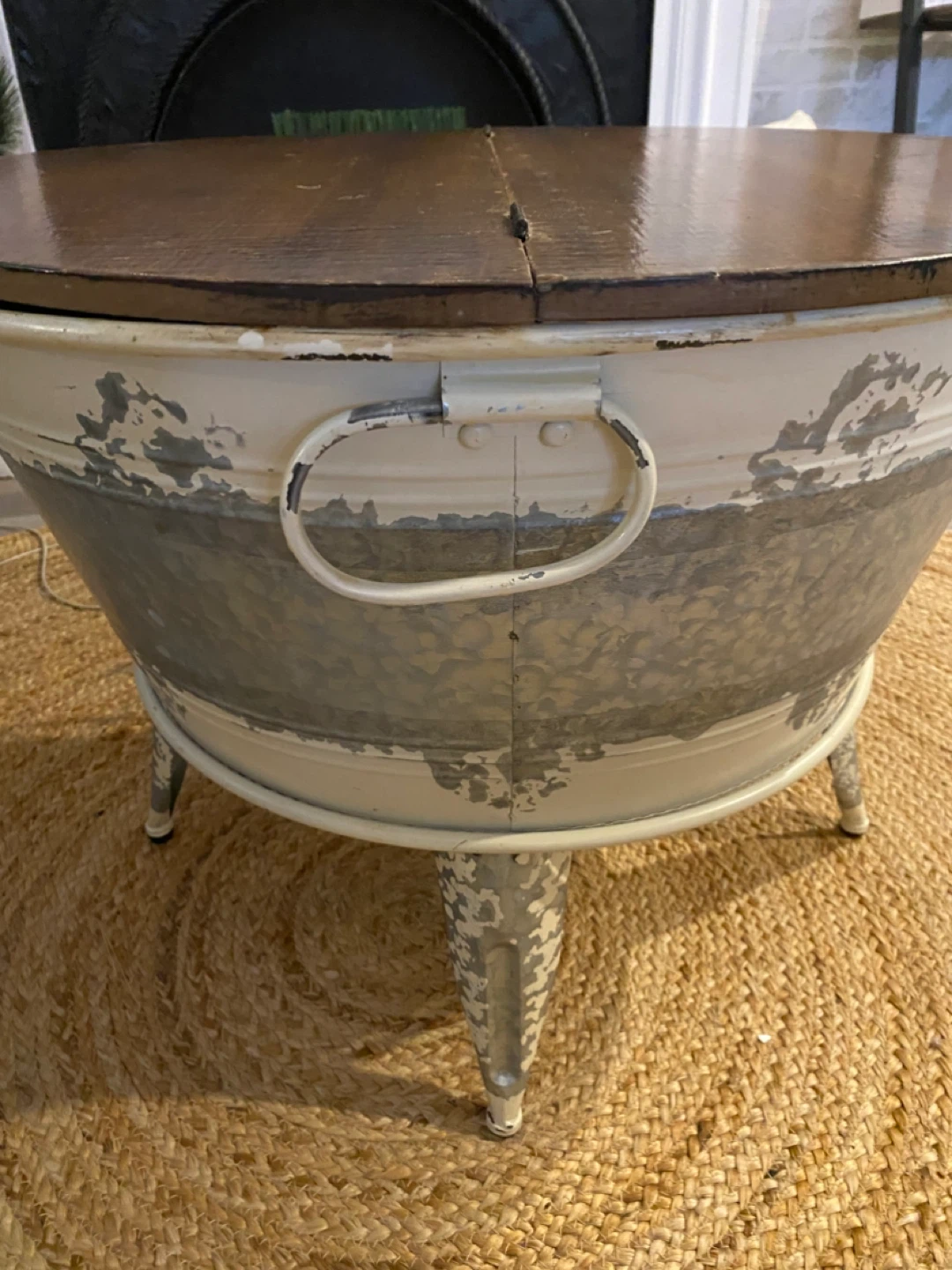 Farmhouse Galvanized Metal Coffee Table with Wooden Lid - photo 4