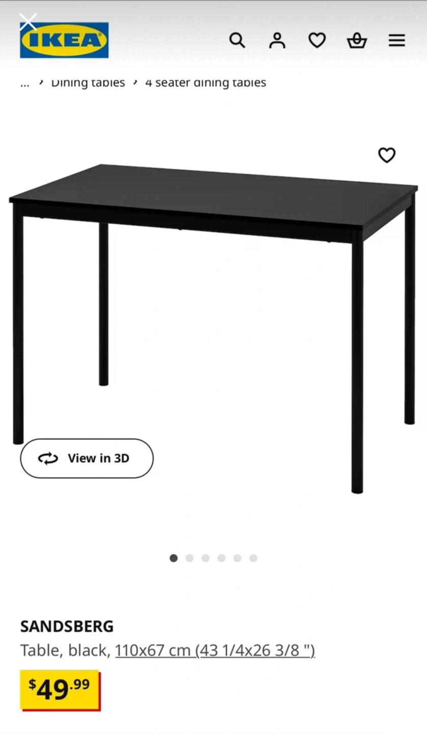IKEA SANDSBERG Black Dining Table