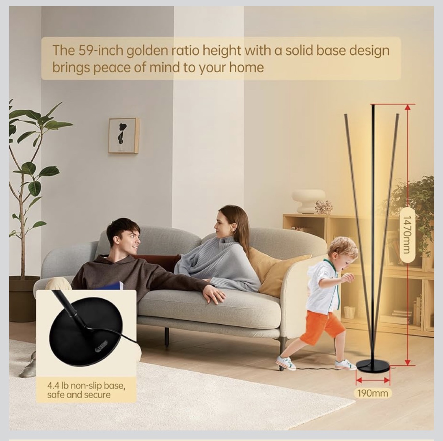Modern LED Floor Lamp with Remote - Black - photo 3
