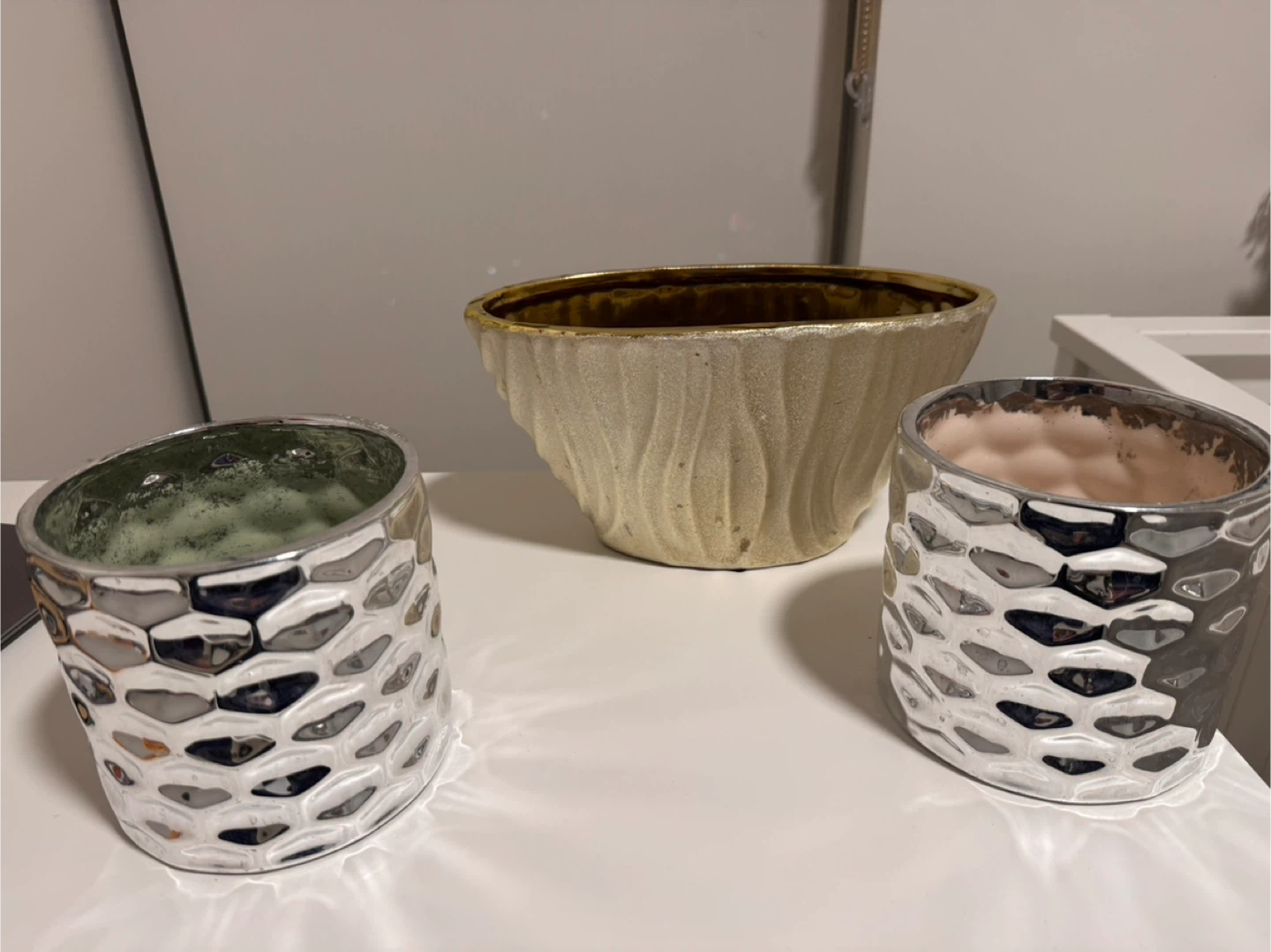 Silver Textured Plant Pot