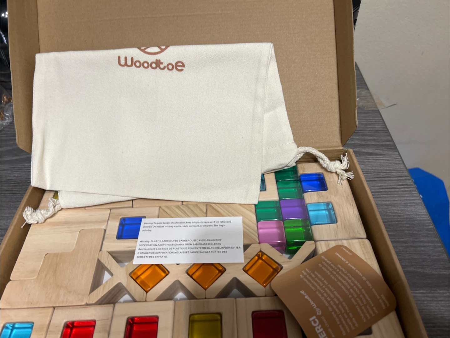 Brand New-Woodtoe Wooden Building Blocks with Gemstones
