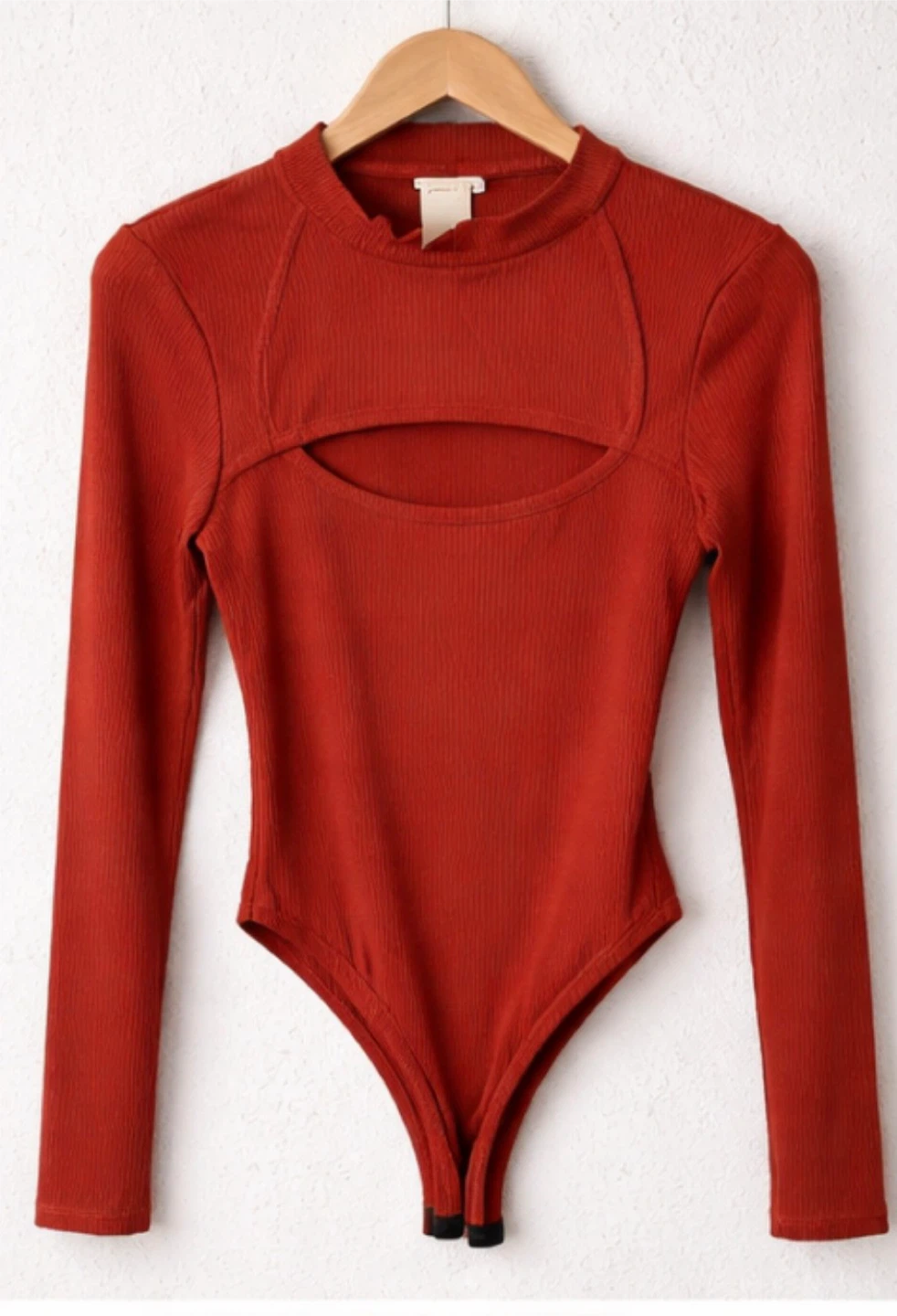 H&M Ribbed Cutout Bodysuit - Rust Orange - photo 2