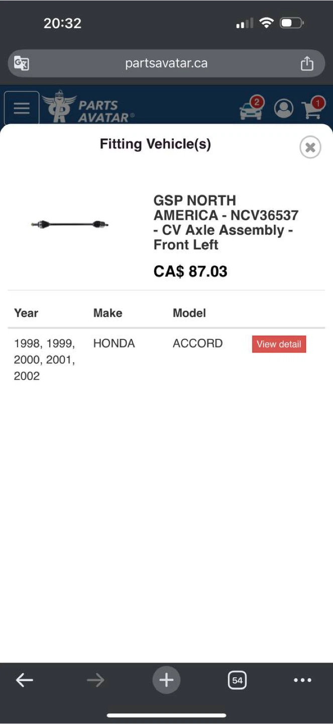 GSP NCV36537 CV Axle Shaft – Front Left for Honda Acc - photo 4