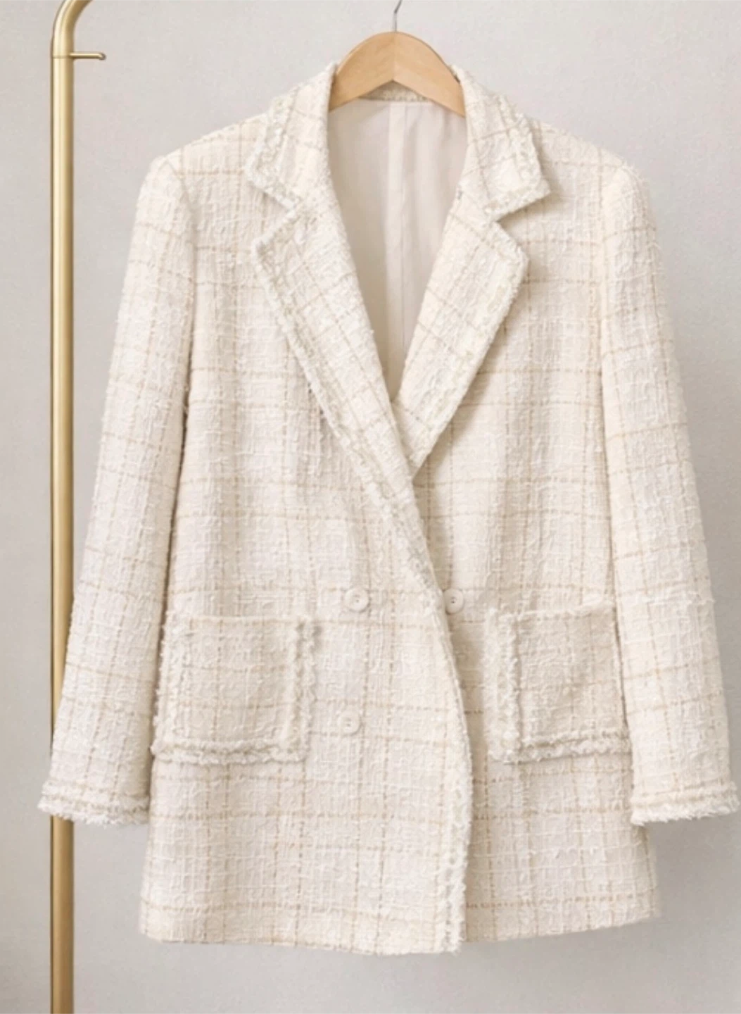 Women's Cream and Gold Tweed Blazer - photo 3