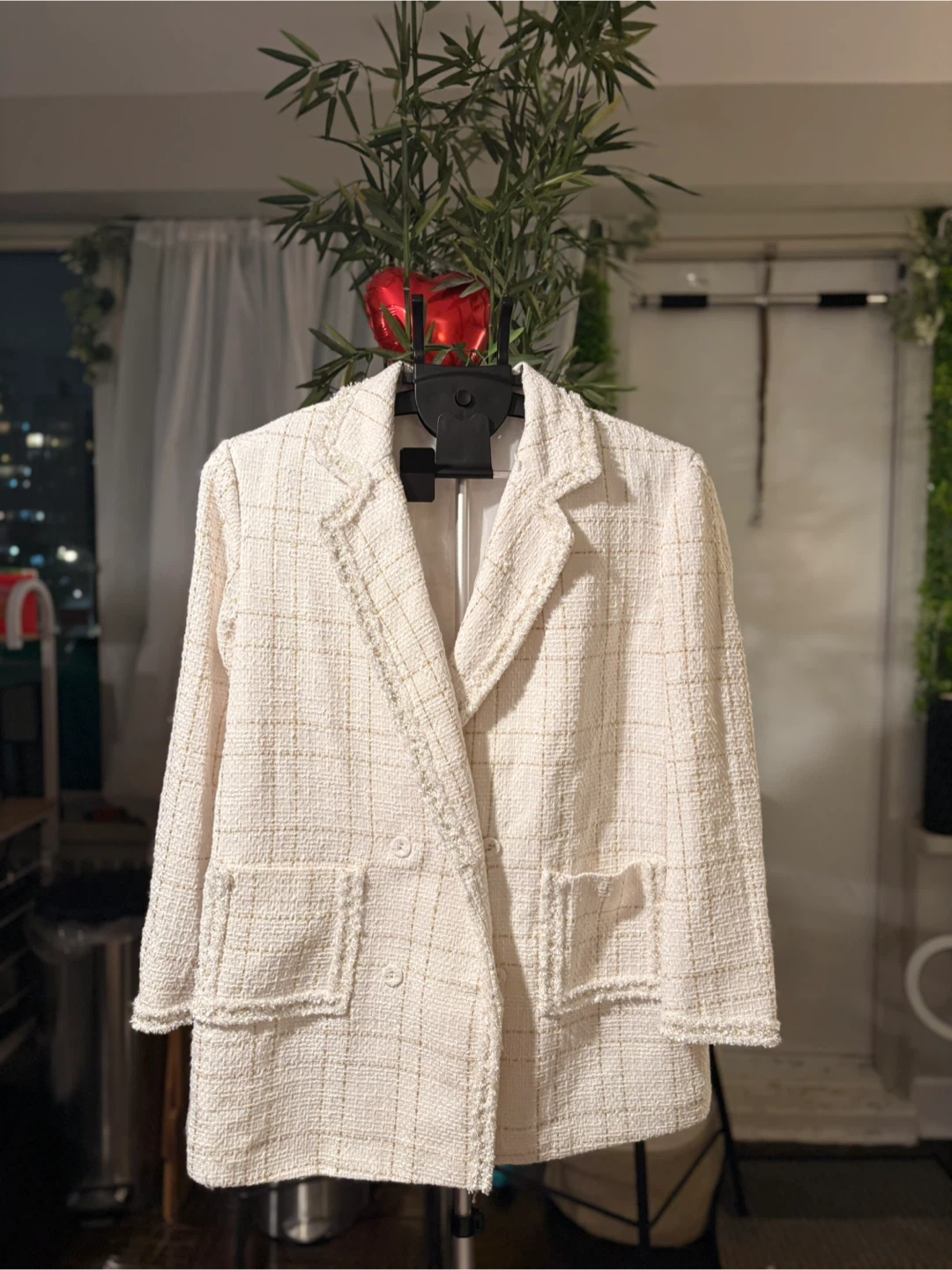 Women's Cream and Gold Tweed Blazer - photo 4