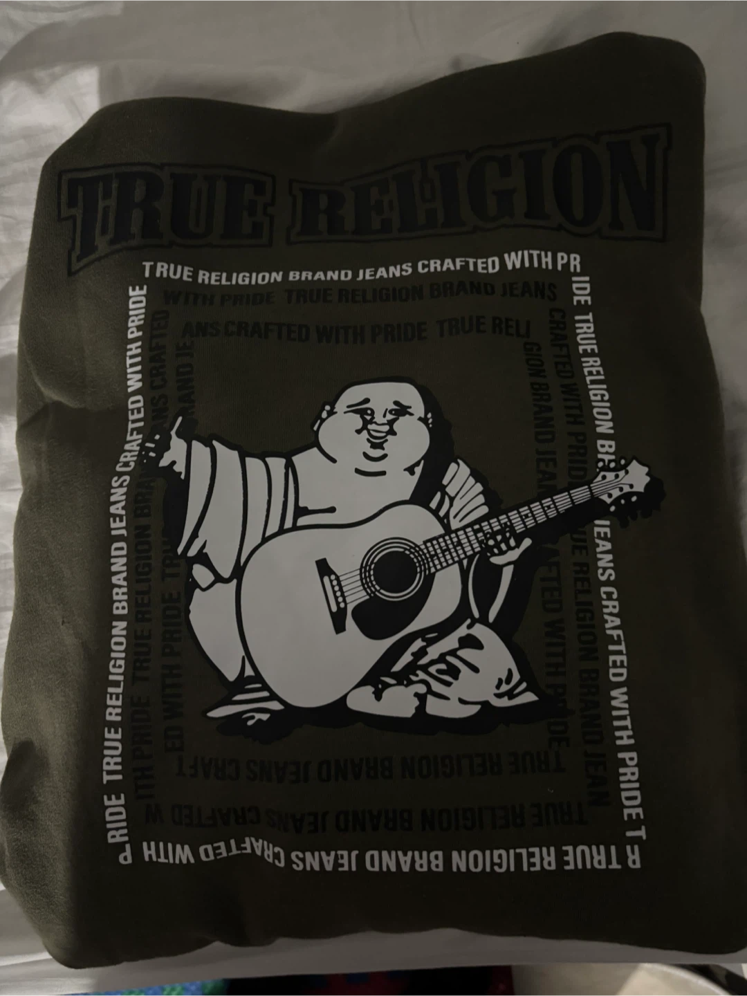 True Religion "Buddha Guitar" Zip Hoodie - Olive Green - M/L - photo 3