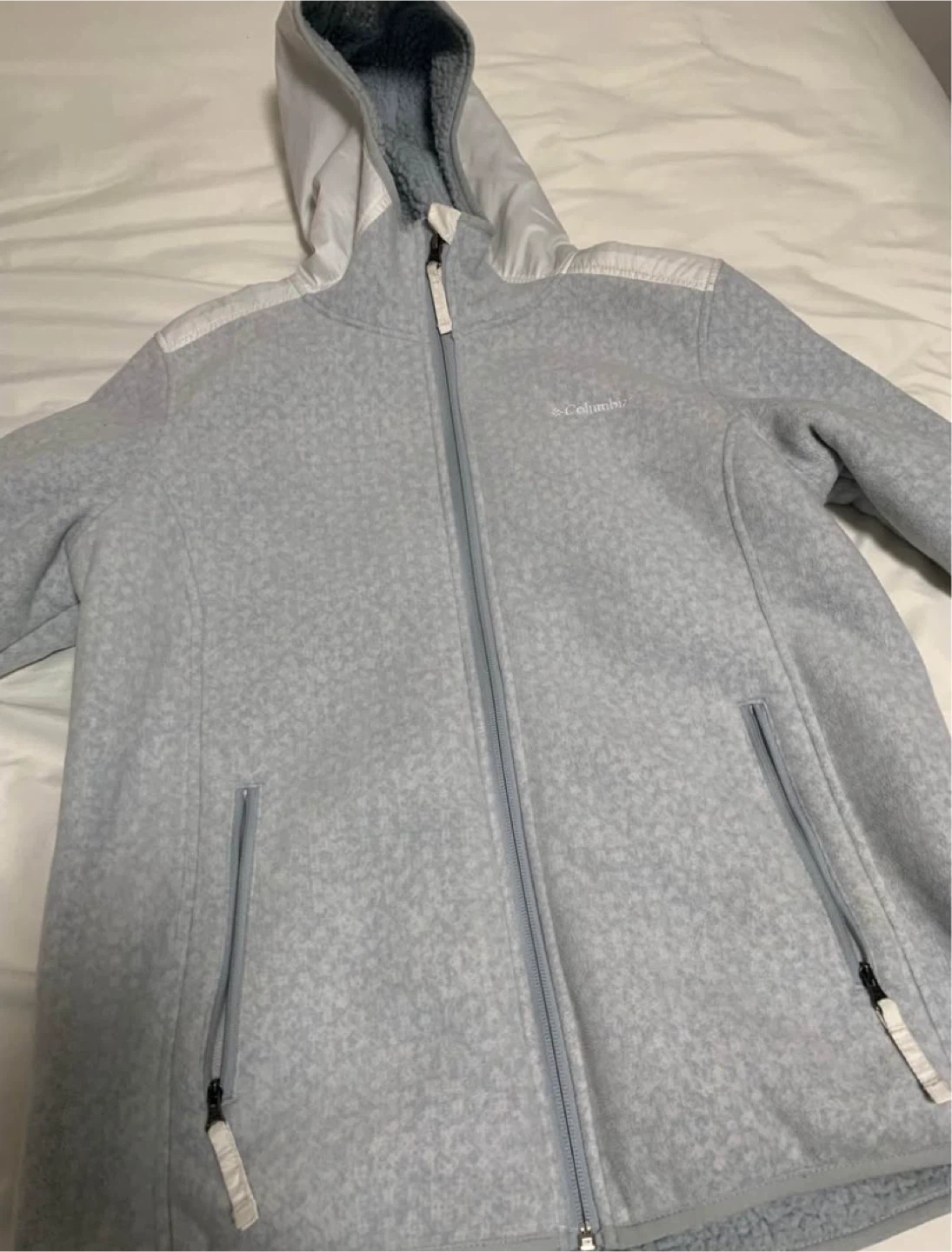 Columbia Fleece Hoodie Jacket - Light Grey - Size M - photo 2