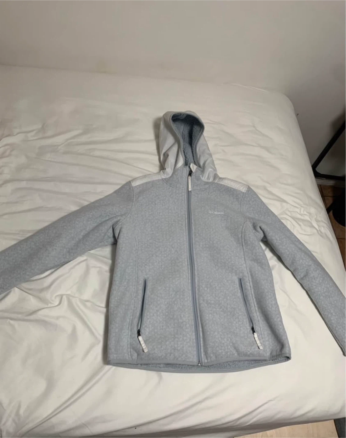 Columbia Fleece Hoodie Jacket - Light Grey - Size M
