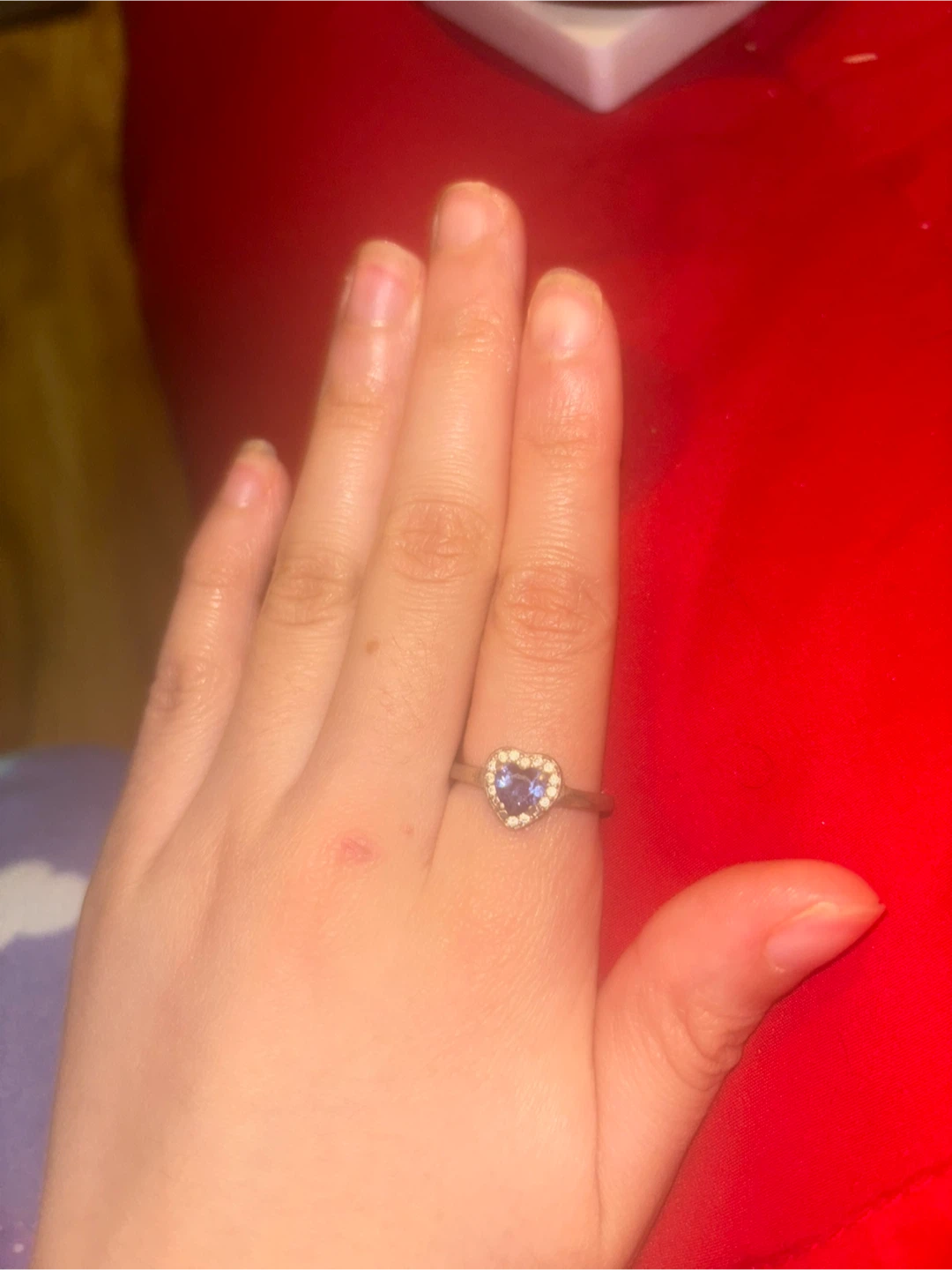 Heart Shaped Ring with Blue Stone
