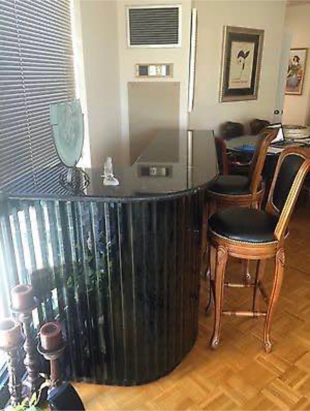 6’ Black Granite Bar w/ Storage & 2 Swivel Stools - photo 2