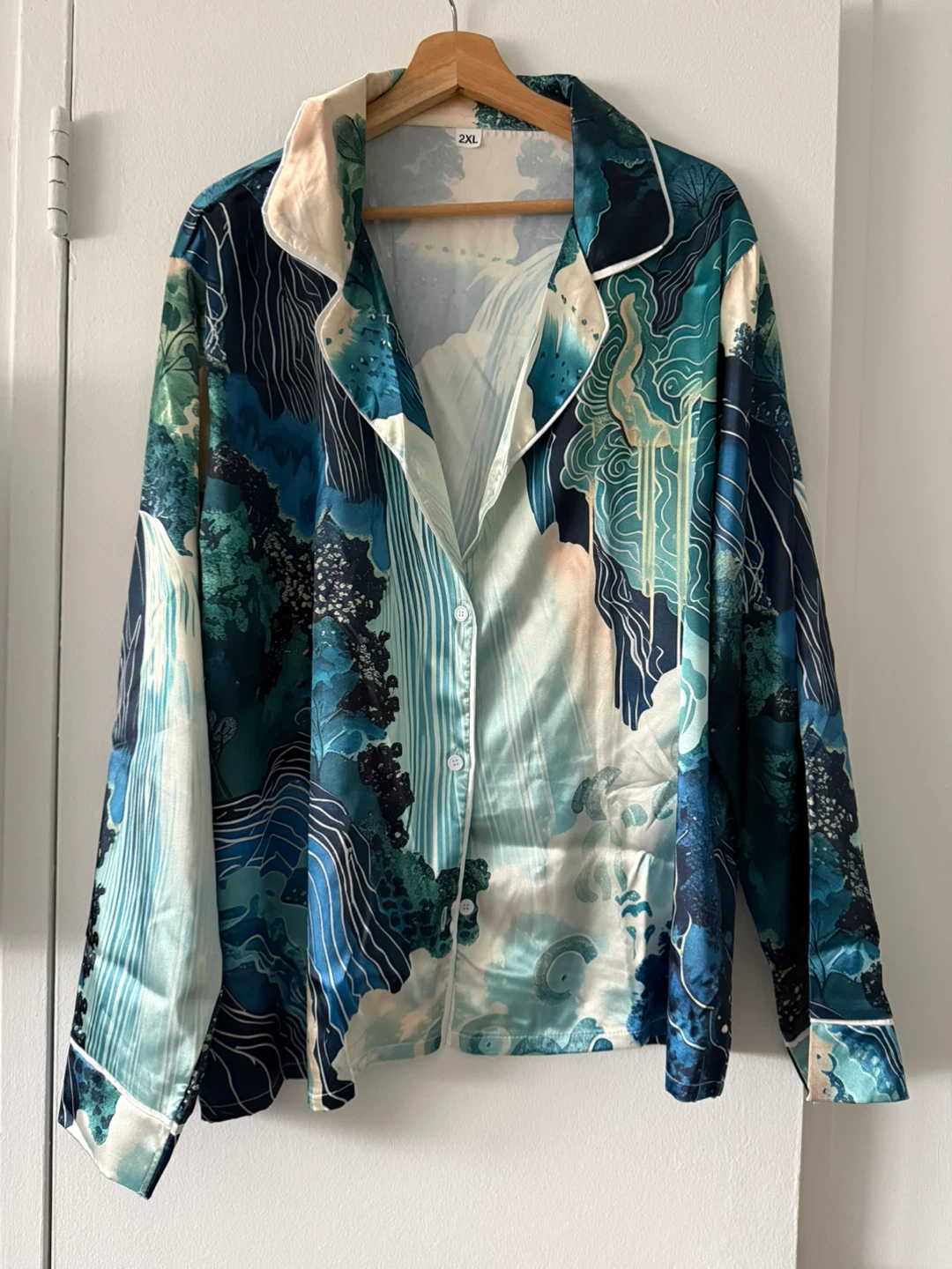 2XL Pajama Set - Blue & Green Landscape Print - photo 2