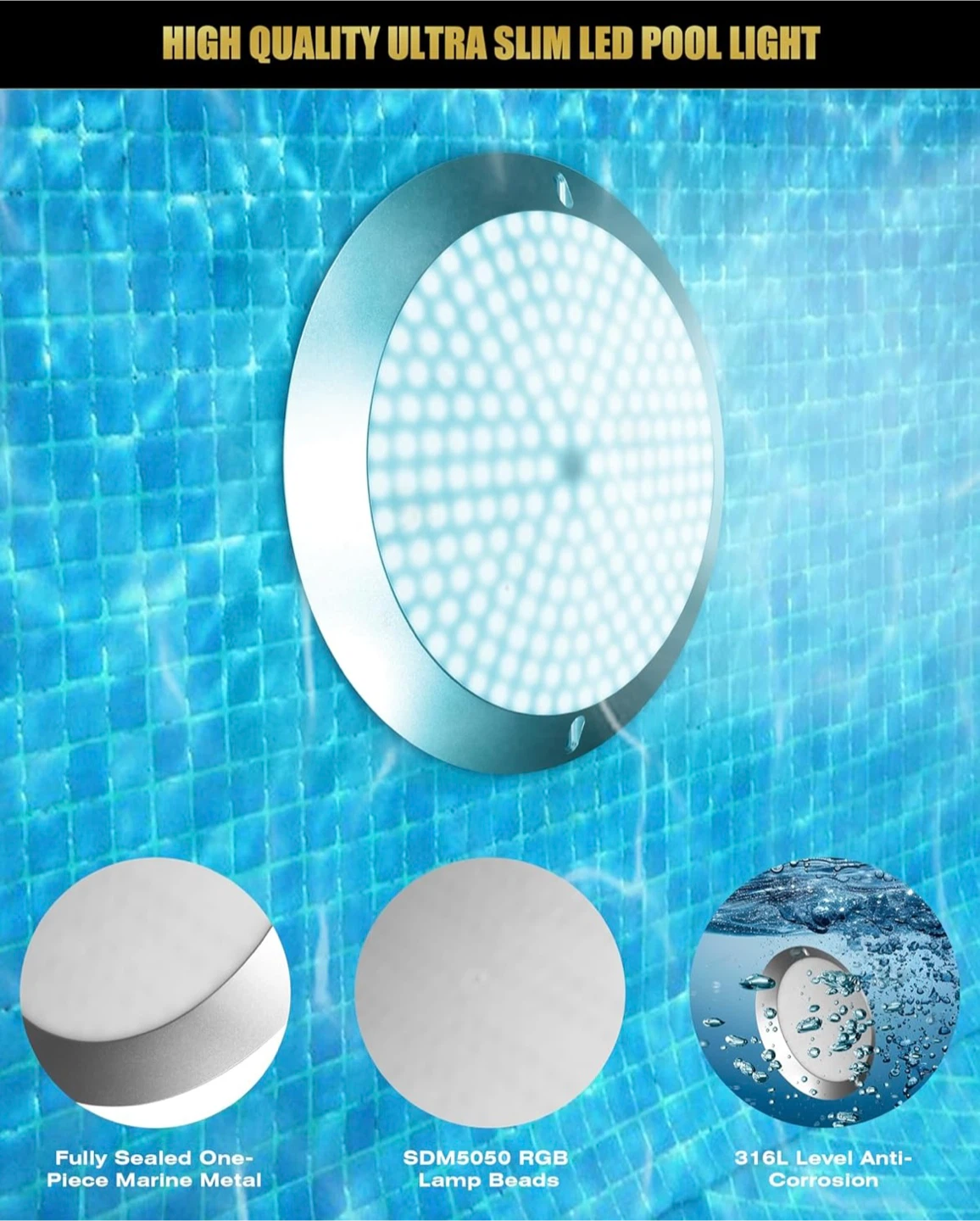 P10 10“ 120W 12000LM RGB Pool Lights for Inground Pool - photo 2