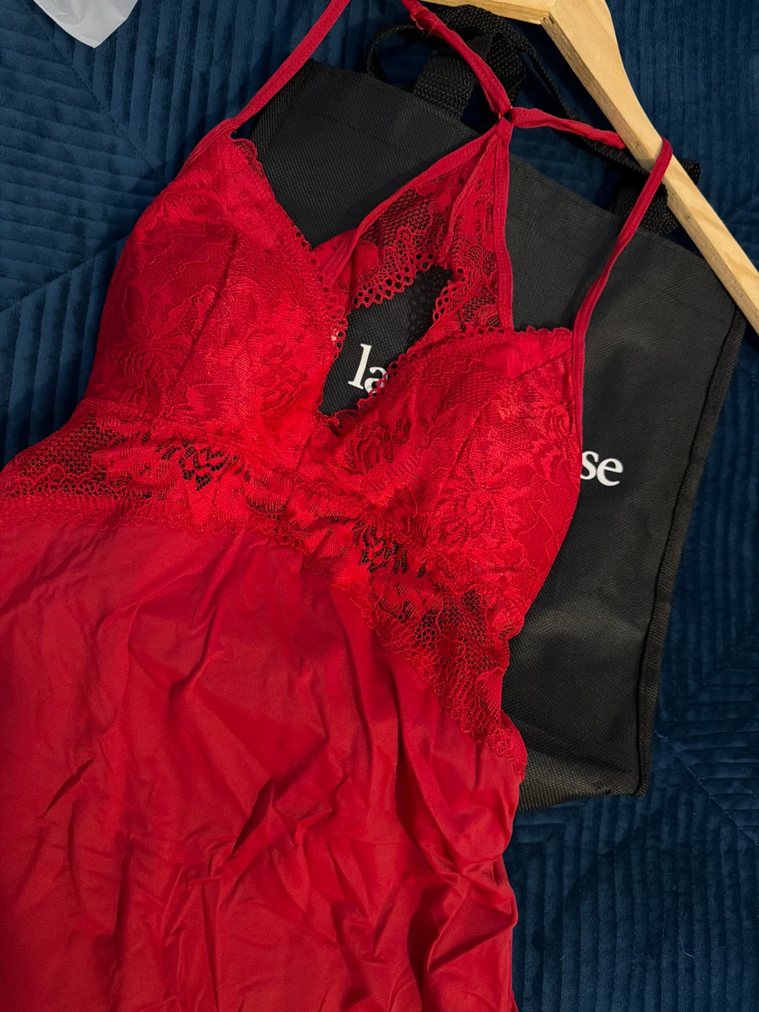 Red Lace Lingerie Slip Dress
